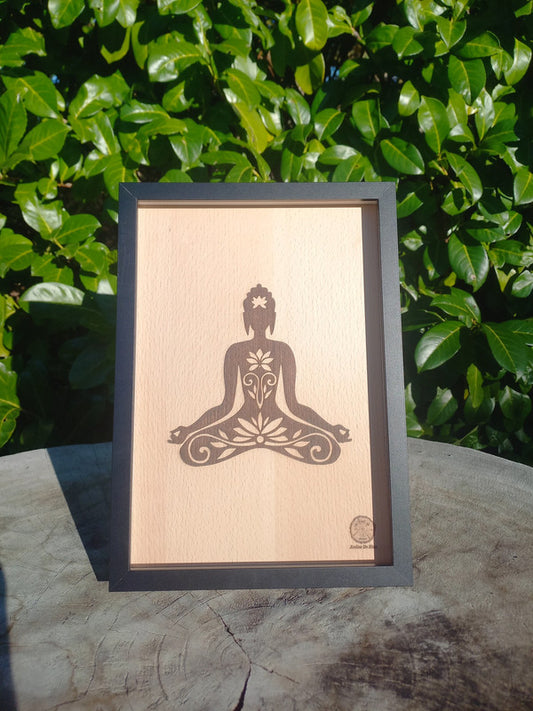 Cadre gravé sur bois, Zen, noir