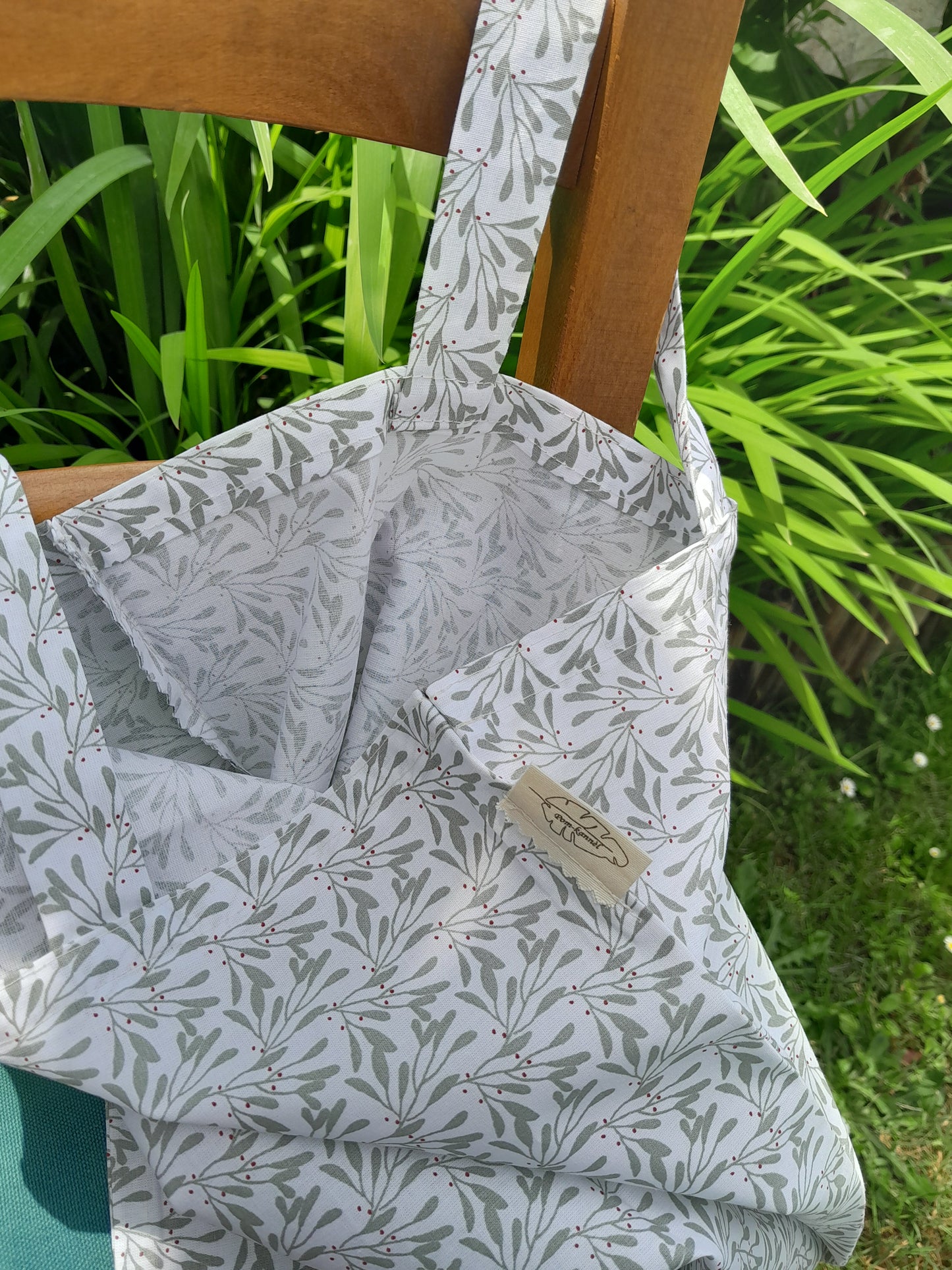 Tote bag - Blanc et vert olive