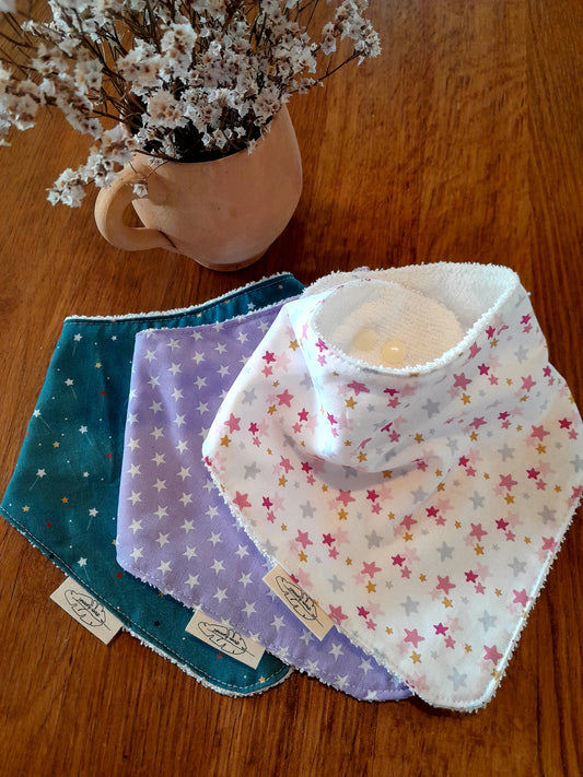 Lot de 3 bavoirs "bandana" à partir de 6 mois